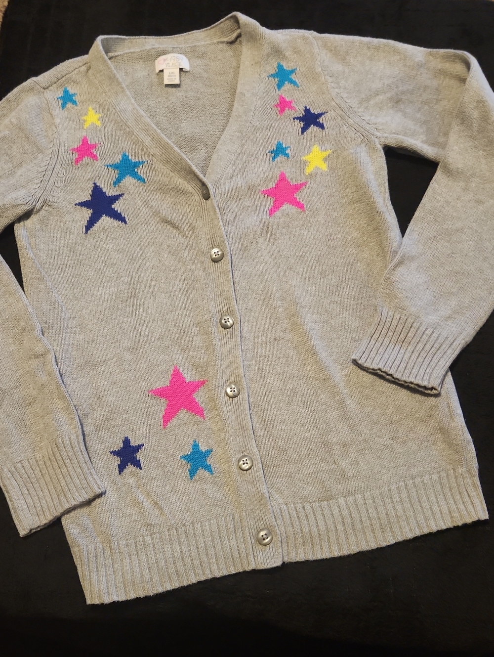Heather Gray Knit Cardigan With Stars